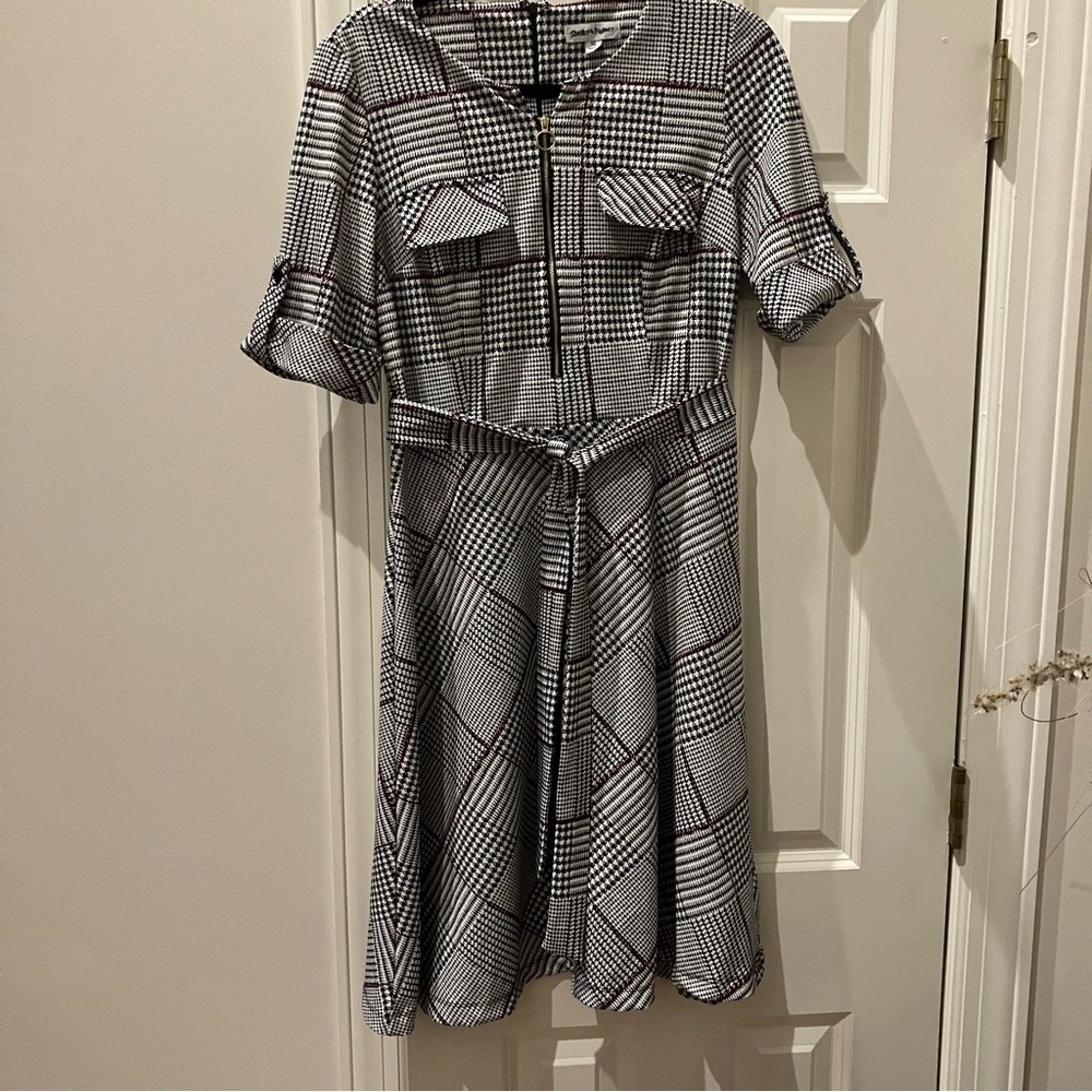 Shelby & Palmer Black and White Checkered Midi Dress